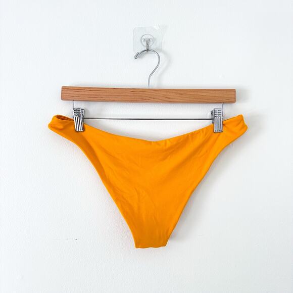 Midori Bikinis Brooke Mid-Rise High Cut Leg Bikini Bottom Yellow L - Picture 2 of 4